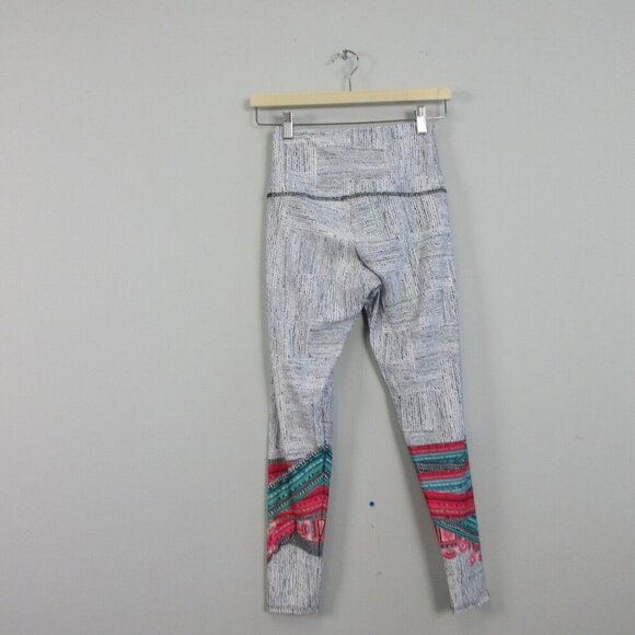 Onzie Leggings Women S/M Black White Patterned Mid Rise Activewear Yoga 206 - Picture 2 of 12